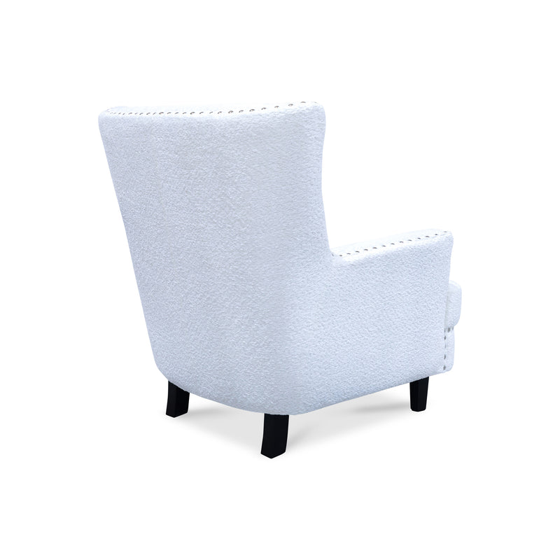 The Charlotte Accent Chair – Ivory Boucle Fabric available to purchase from Warehouse Furniture Clearance at our next sale event.