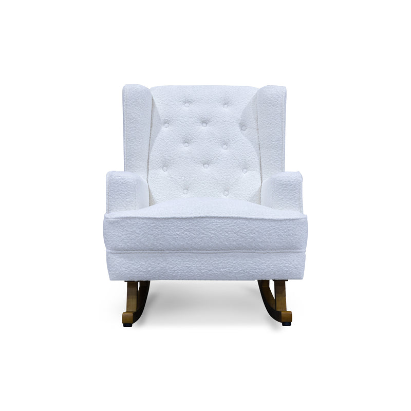 The Clara 2-in-1 Rocking Chair/Accent Chair - Ivory Boucle Fabric available to purchase from Warehouse Furniture Clearance at our next sale event.