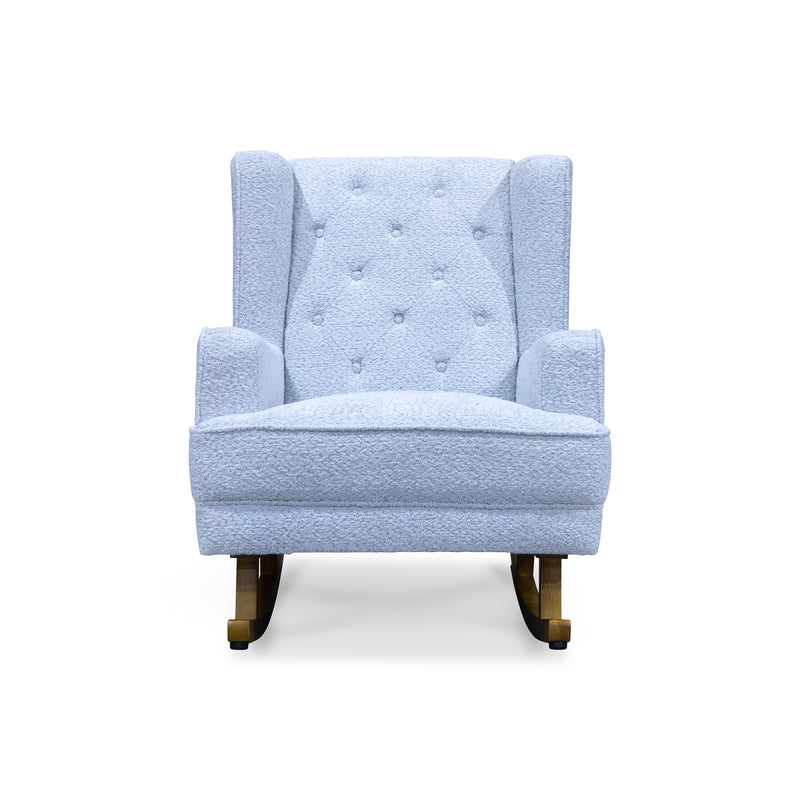The Clara 2-in-1 Rocking Chair/Accent Chair - Light Grey Boucle Fabric available to purchase from Warehouse Furniture Clearance at our next sale event.