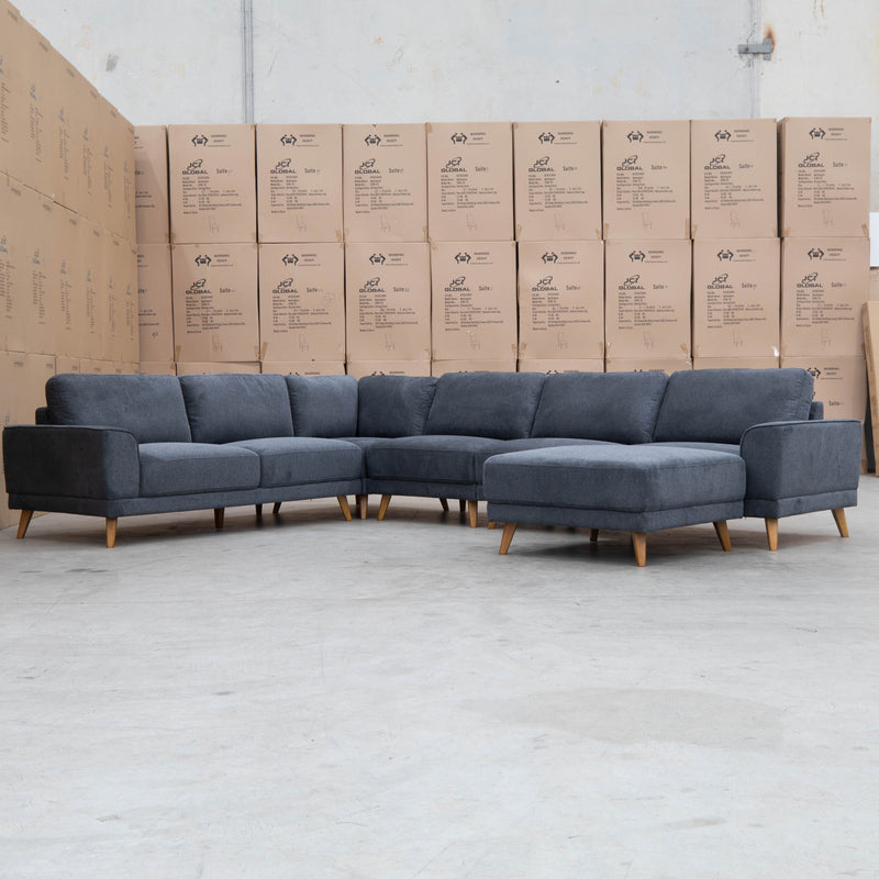 The Bristol Modular Corner Lounge with Ottoman - Charcoal available to purchase from Warehouse Furniture Clearance at our next sale event.