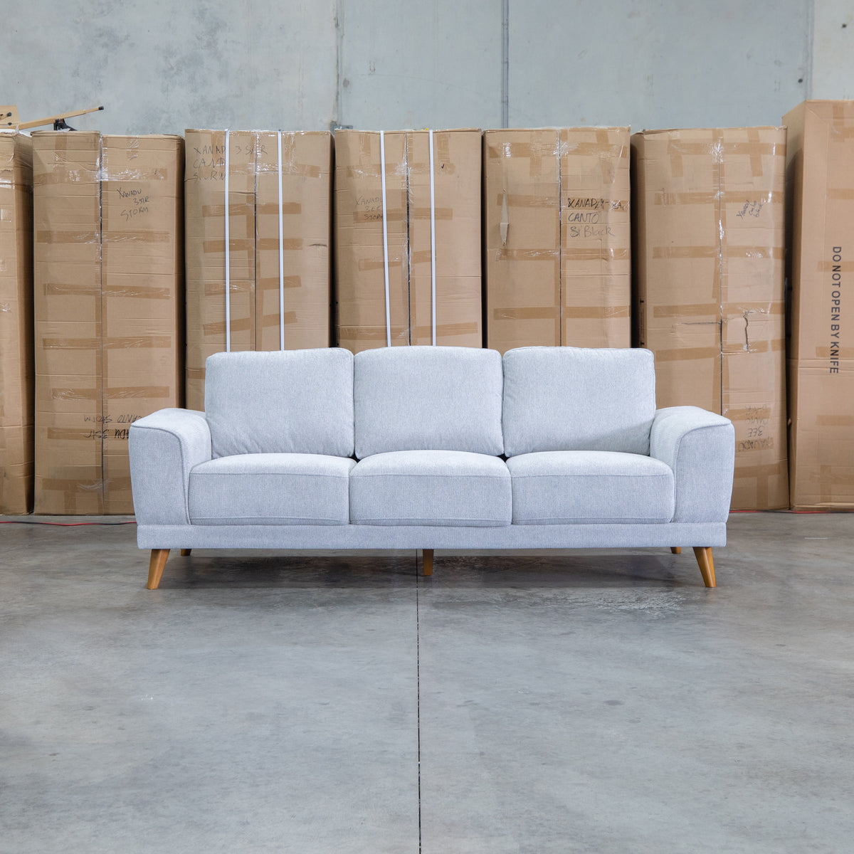 The Bristol Three Seat Fabric Sofa - Whisper available to purchase from Warehouse Furniture Clearance at our next sale event.