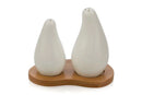 The Porcelain Salt and Pepper Set on Bamboo Wooden Tray - White - CJ02 - Available In-Store Only available to purchase from Warehouse Furniture Clearance at our next sale event.
