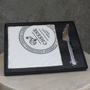 Rectangular Porcelain Cheese Board on Bamboo Base with 1 Knife  - White/Natural - CJ12 - Available In-Store Only - Warehouse Furniture Clearance