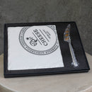 Rectangular Porcelain Cheese Board on Bamboo Base with 1 Knife  - White/Natural - CJ12 - Available In-Store Only - Warehouse Furniture Clearance