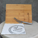 Rectangular Porcelain Cheese Board on Bamboo Base with 1 Knife  - White/Natural - CJ12 - Available In-Store Only - Warehouse Furniture Clearance