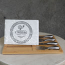 Rectangular Porcelain Cheese Board on Bamboo Base with 4 Knives  - White/Natural - CJ13 - Available In-Store Only - Warehouse Furniture Clearance