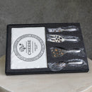 Rectangular Porcelain Cheese Board on Bamboo Base with 4 Knives  - White/Natural - CJ13 - Available In-Store Only - Warehouse Furniture Clearance