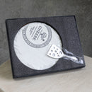 Round Porcelain Cheeseboard on Bamboo Base  - White/Natural - CJ14 - Available In-Store Only - Warehouse Furniture Clearance