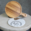 Round Porcelain Cheeseboard on Bamboo Base  - White/Natural - CJ14 - Available In-Store Only - Warehouse Furniture Clearance