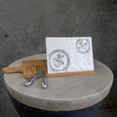 Rectangular Porcelain Cheeseboard on Bamboo Base with 2 Knives  - White/Natural - CJ15 - Available In-Store Only - Warehouse Furniture Clearance