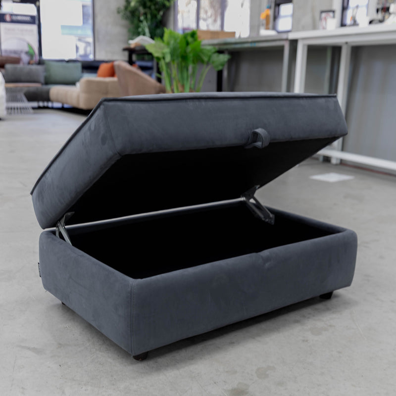 The COR-A0723 Rectangle storage ottoman - Steel Grey - Floor Stock available to purchase from Warehouse Furniture Clearance at our next sale event.