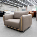 The COR-A0724 Oversized leather single chair - Pine Bark - Floor Stock available to purchase from Warehouse Furniture Clearance at our next sale event.