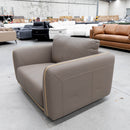 The COR-A0724 Oversized leather single chair - Pine Bark - Floor Stock available to purchase from Warehouse Furniture Clearance at our next sale event.