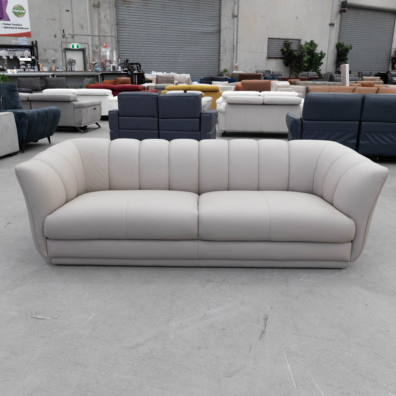 The COR-A0725 3 seat leather sofa - Oatmeal - Floor Stock available to purchase from Warehouse Furniture Clearance at our next sale event.