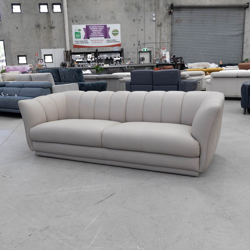 The COR-A0725 3 seat leather sofa - Oatmeal - Floor Stock available to purchase from Warehouse Furniture Clearance at our next sale event.