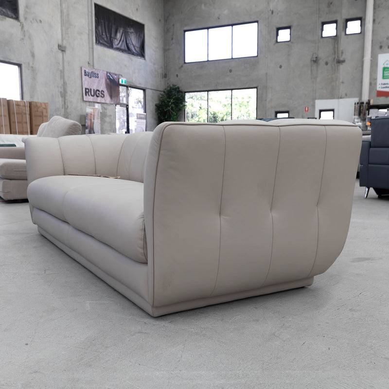 The COR-A0725 3 seat leather sofa - Oatmeal - Floor Stock available to purchase from Warehouse Furniture Clearance at our next sale event.
