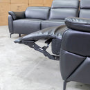 The Cali Electric Leather Corner Recliner Lounge - Black available to purchase from Warehouse Furniture Clearance at our next sale event.
