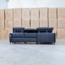 The Cali Electric Leather Corner Recliner Lounge - Black available to purchase from Warehouse Furniture Clearance at our next sale event.