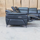The Cali Electric Leather Corner Recliner Lounge - Black available to purchase from Warehouse Furniture Clearance at our next sale event.