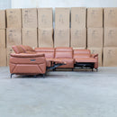 The Cali Electric Leather Corner Recliner Lounge - Cognac available to purchase from Warehouse Furniture Clearance at our next sale event.