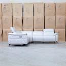 The Cali Electric Leather Corner Recliner Lounge - Bianco available to purchase from Warehouse Furniture Clearance at our next sale event.