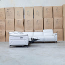The Cali Electric Leather Corner Recliner Lounge - Bianco available to purchase from Warehouse Furniture Clearance at our next sale event.