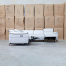 The Cali Electric Leather Corner Recliner Lounge - Bianco available to purchase from Warehouse Furniture Clearance at our next sale event.