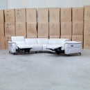 The Cali Electric Leather Corner Recliner Lounge - Bianco available to purchase from Warehouse Furniture Clearance at our next sale event.