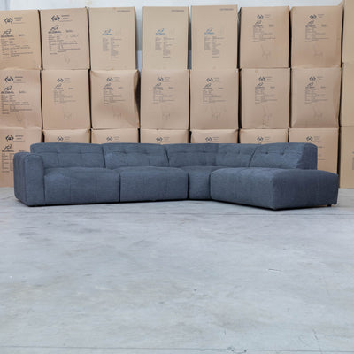 The Cannes RHF Modular Corner Chaise Lounge - Dark Grey available to purchase from Warehouse Furniture Clearance at our next sale event.