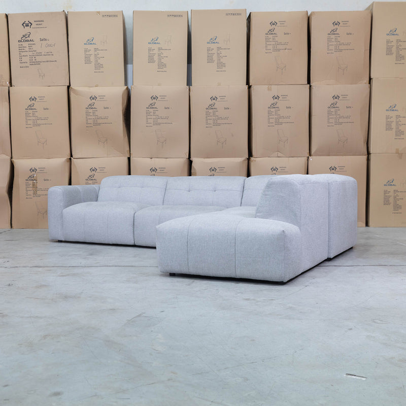 The Cannes RHF Modular Corner Chaise Lounge - Light Grey available to purchase from Warehouse Furniture Clearance at our next sale event.