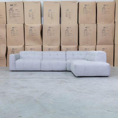 The Cannes RHF Modular Corner Chaise Lounge - Light Grey available to purchase from Warehouse Furniture Clearance at our next sale event.