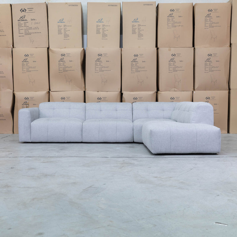 The Cannes RHF Modular Corner Chaise Lounge - Light Grey available to purchase from Warehouse Furniture Clearance at our next sale event.