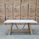 The Casper 180cm White Concrete Dining Table available to purchase from Warehouse Furniture Clearance at our next sale event.