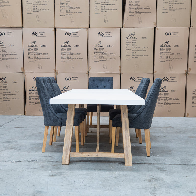 The Casper 230cm White Concrete Dining Table available to purchase from Warehouse Furniture Clearance at our next sale event.