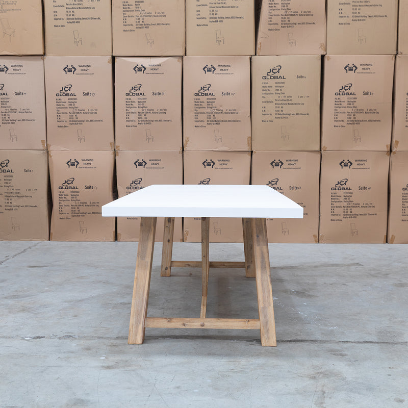 The Casper 230cm White Concrete Dining Table available to purchase from Warehouse Furniture Clearance at our next sale event.