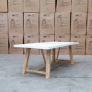 The Casper 230cm White Concrete Dining Table available to purchase from Warehouse Furniture Clearance at our next sale event.