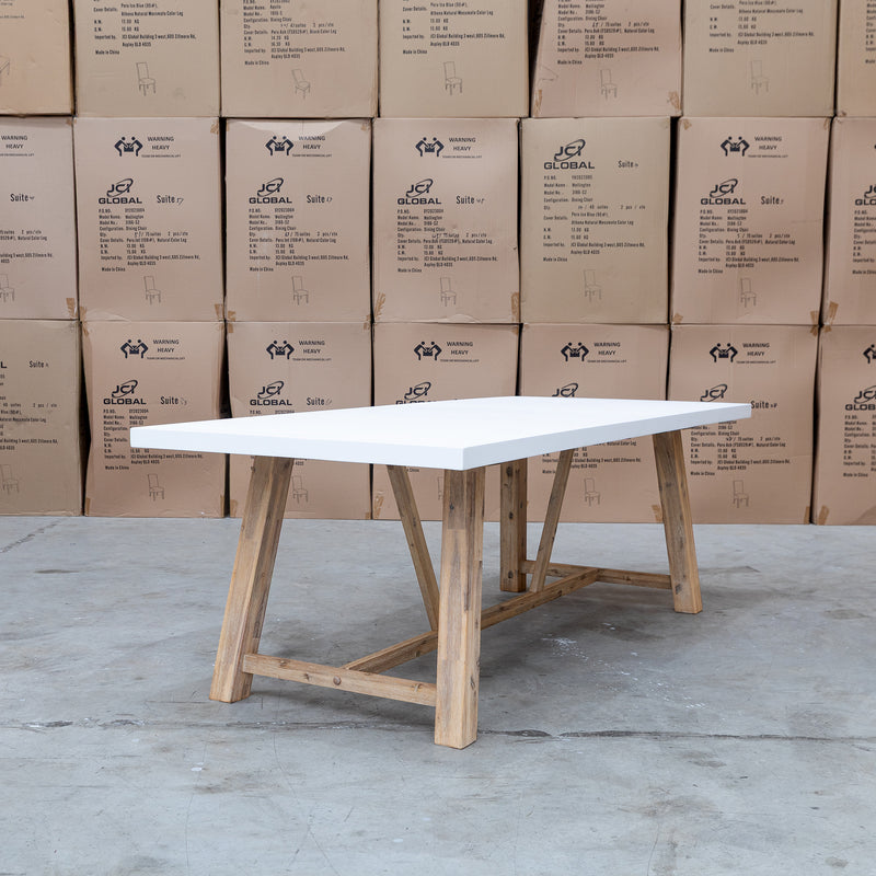 The Casper 230cm White Concrete Dining Table available to purchase from Warehouse Furniture Clearance at our next sale event.
