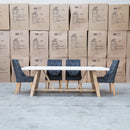 The Casper 230cm White Concrete Dining Table available to purchase from Warehouse Furniture Clearance at our next sale event.