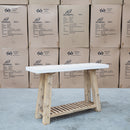 The Casper White Concrete & Acacia Timber Hall Table available to purchase from Warehouse Furniture Clearance at our next sale event.