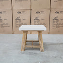 The Casper White Concrete & Acacia Timber Lamp Table available to purchase from Warehouse Furniture Clearance at our next sale event.