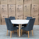 The Casper 150cm Round White Concrete Dining Table available to purchase from Warehouse Furniture Clearance at our next sale event.