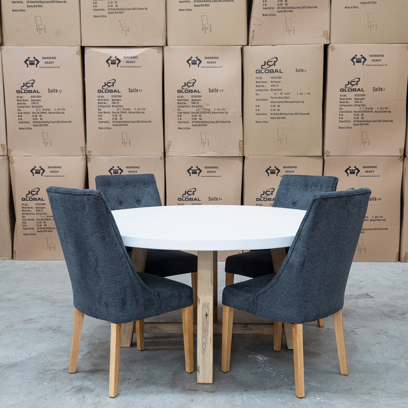 The Casper 150cm Round White Concrete Dining Table available to purchase from Warehouse Furniture Clearance at our next sale event.