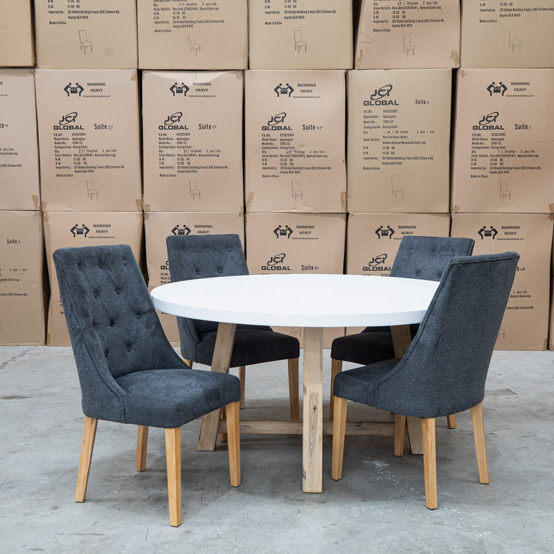 The Casper 150cm Round White Concrete Dining Table available to purchase from Warehouse Furniture Clearance at our next sale event.