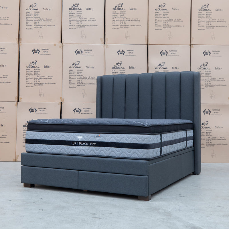 The Chester King Fabric Gas Lift Storage Bed - Charcoal available to purchase from Warehouse Furniture Clearance at our next sale event.
