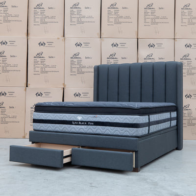 The Chester King Fabric Gas Lift Storage Bed - Charcoal available to purchase from Warehouse Furniture Clearance at our next sale event.