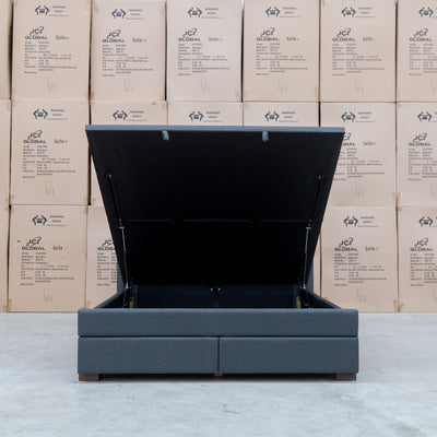The Chester King Fabric Gas Lift Storage Bed - Charcoal available to purchase from Warehouse Furniture Clearance at our next sale event.
