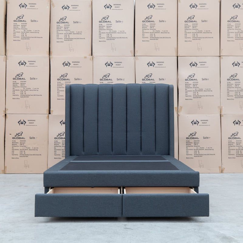 The Chester King Fabric Gas Lift Storage Bed - Charcoal available to purchase from Warehouse Furniture Clearance at our next sale event.