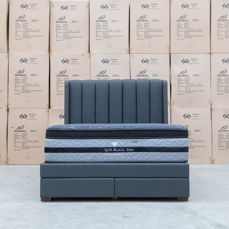 The Chester King Fabric Gas Lift Storage Bed - Charcoal available to purchase from Warehouse Furniture Clearance at our next sale event.