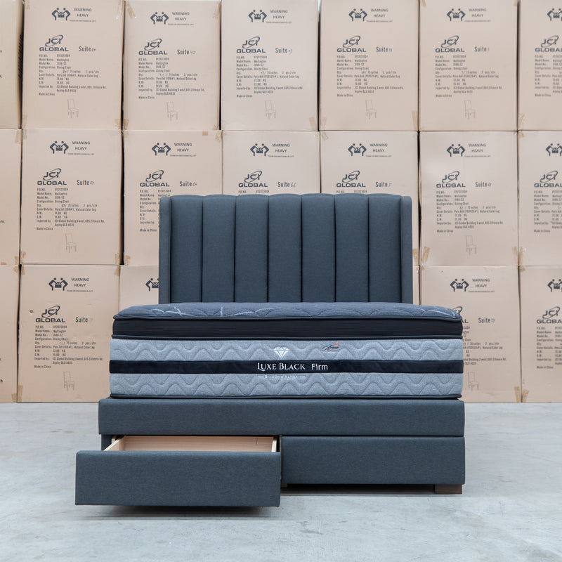 The Chester King Fabric Gas Lift Storage Bed - Charcoal available to purchase from Warehouse Furniture Clearance at our next sale event.