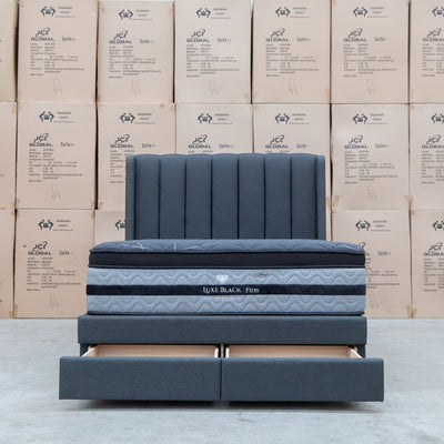 The Chester King Fabric Gas Lift Storage Bed - Charcoal available to purchase from Warehouse Furniture Clearance at our next sale event.